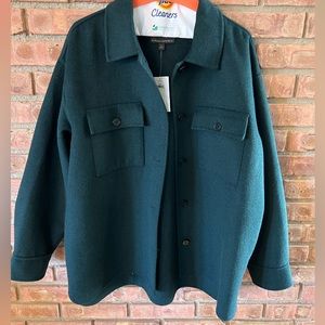 Banana Republic Factory Wool Shirt Jacket NWT Size L Dark Green